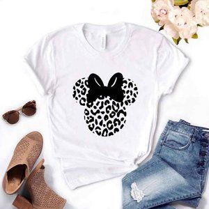T-Shirt Girl summer leopard minnie mouse woman funny t-shirt